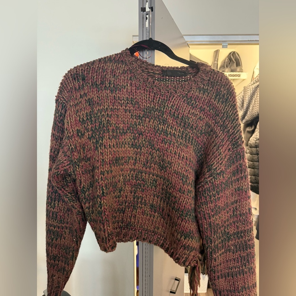 Zara Multicolor Knit Crew Neck Sweater